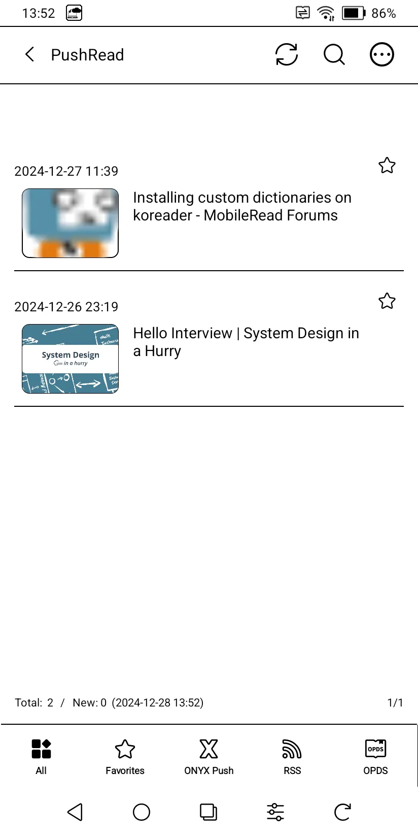 "Read later" websites pushed from my PC/smartphone to my Boox device