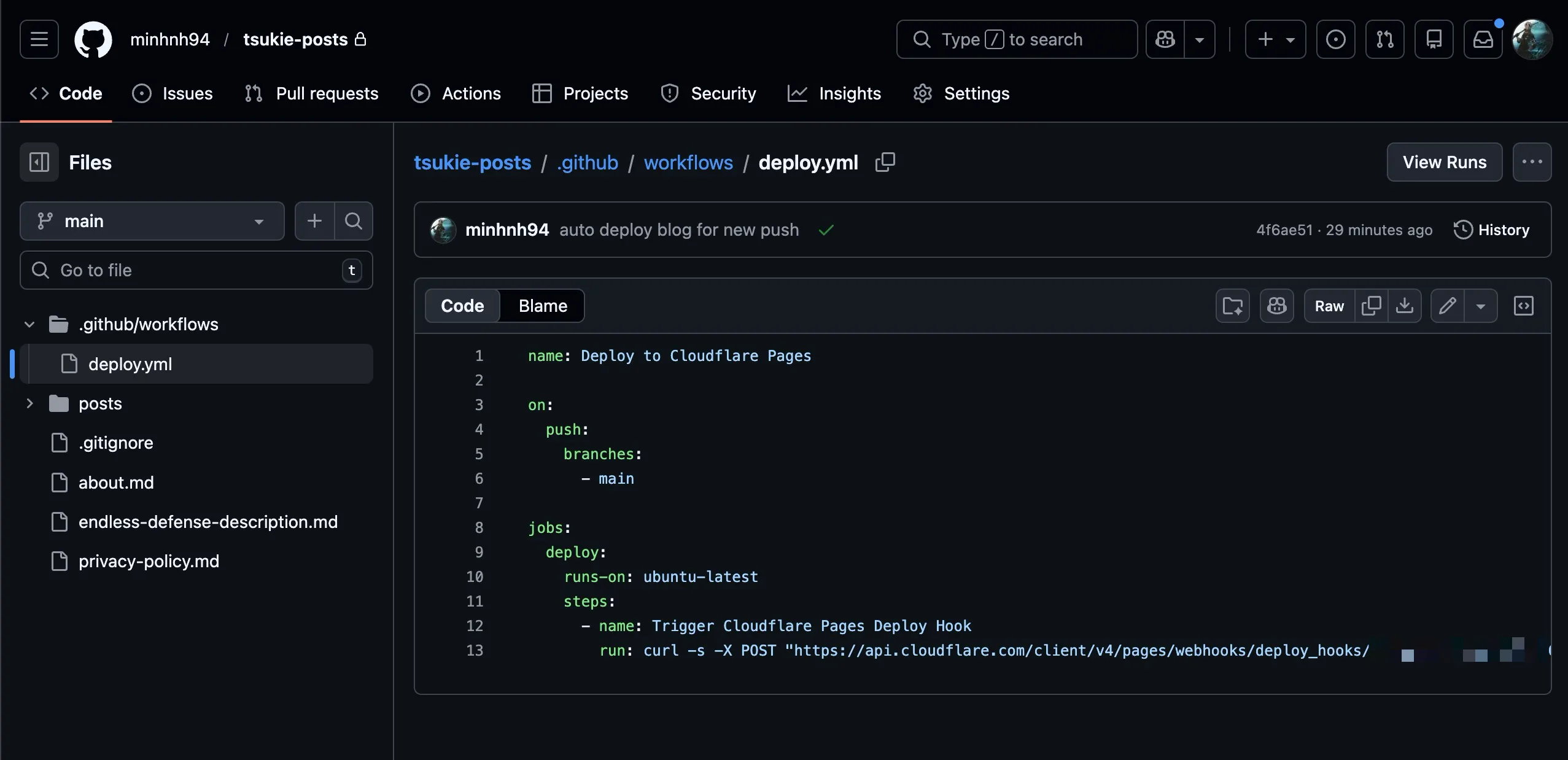 Github screen